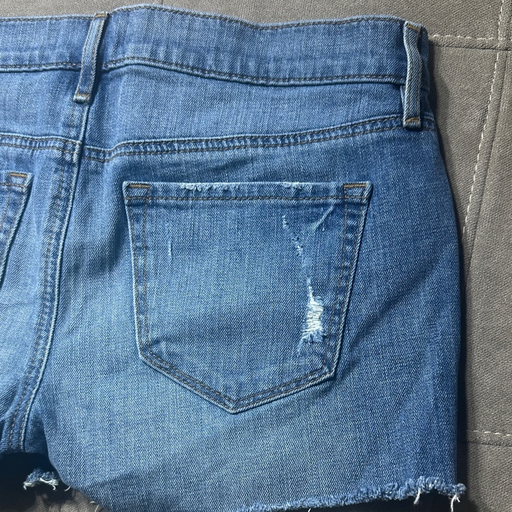 LOFT Classic Blue Distressed Jean Shorts - Picture 7 of 12